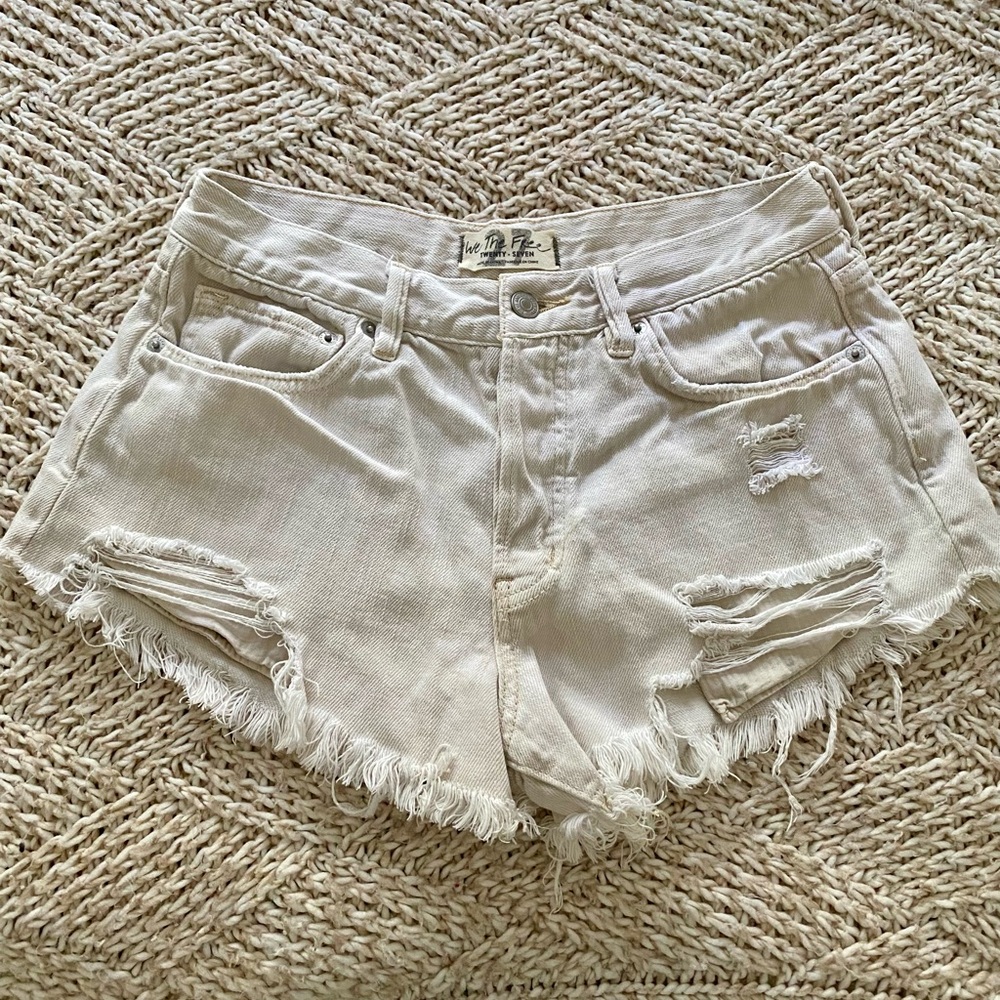 We The Free by Free People distressed Jean shorts button fly